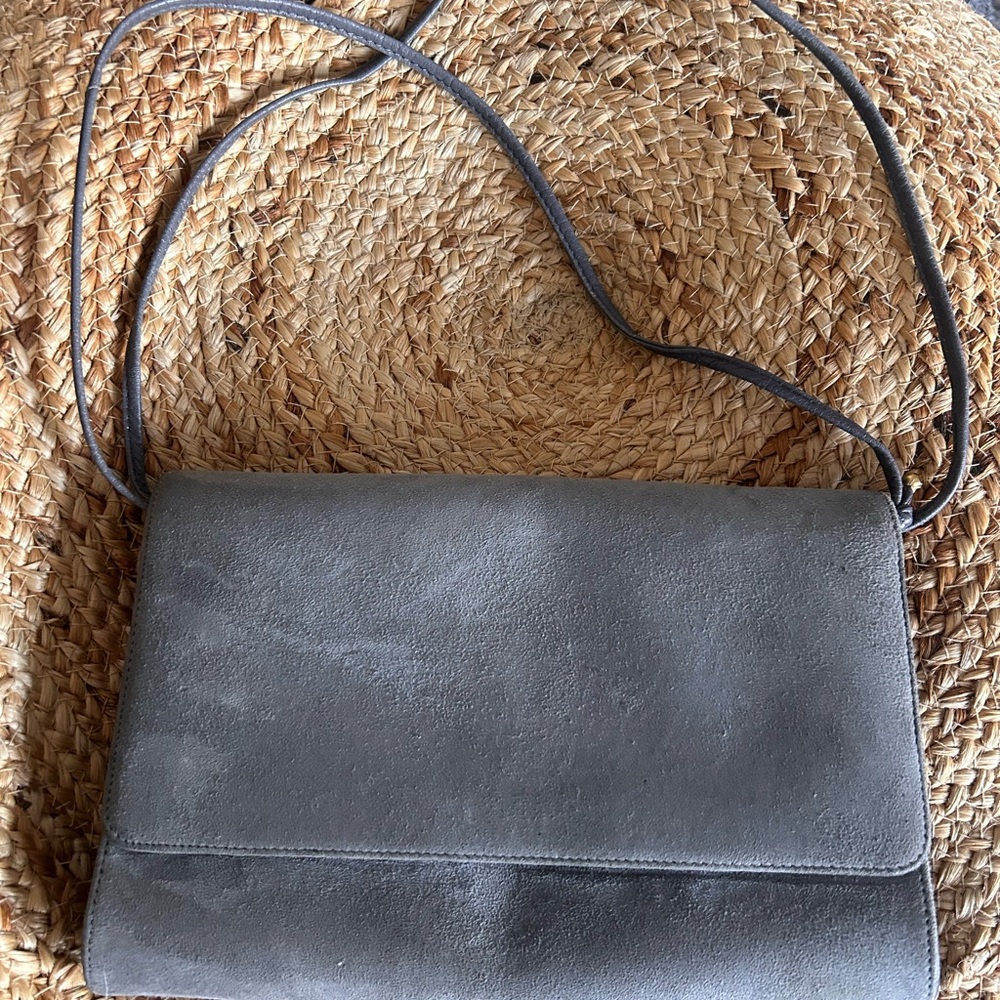 Koret Gray and Gold Crossbody Bag with Flap Closure